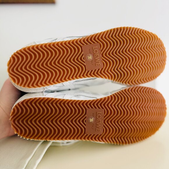 Loewe Ballet Runner Mixed Leather Soft White Low Top Sneakers Logo Runner - Picture 6 of 8